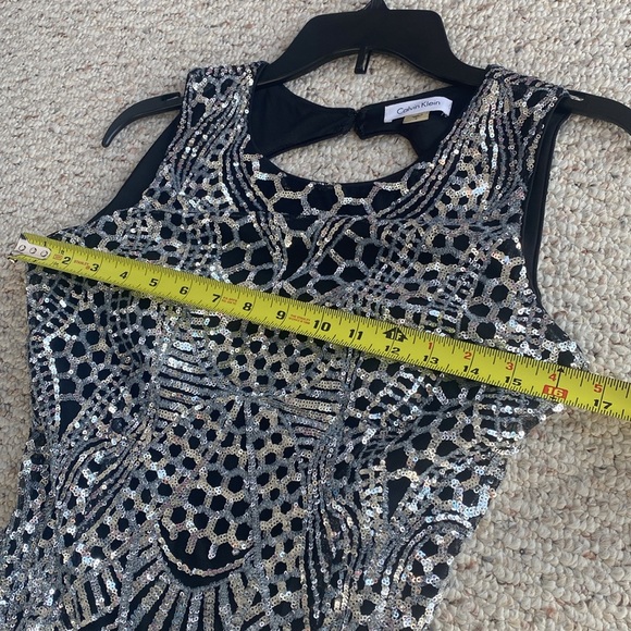 Calvin Klein NWT Exquisite SILVER Sequin Mermaid Ball Gown Dress 4 sparkle bling - Picture 9 of 13